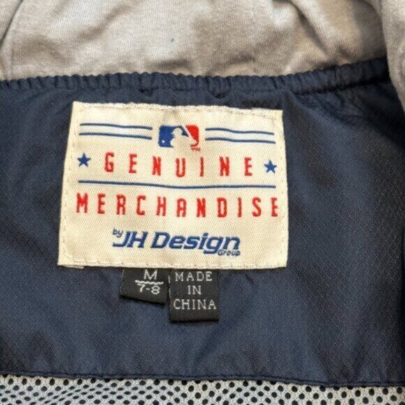 Genuine Merchandise kids youth medium 7/8 blue/white hooded MLB jacket MSRP $120 - Picture 2 of 5
